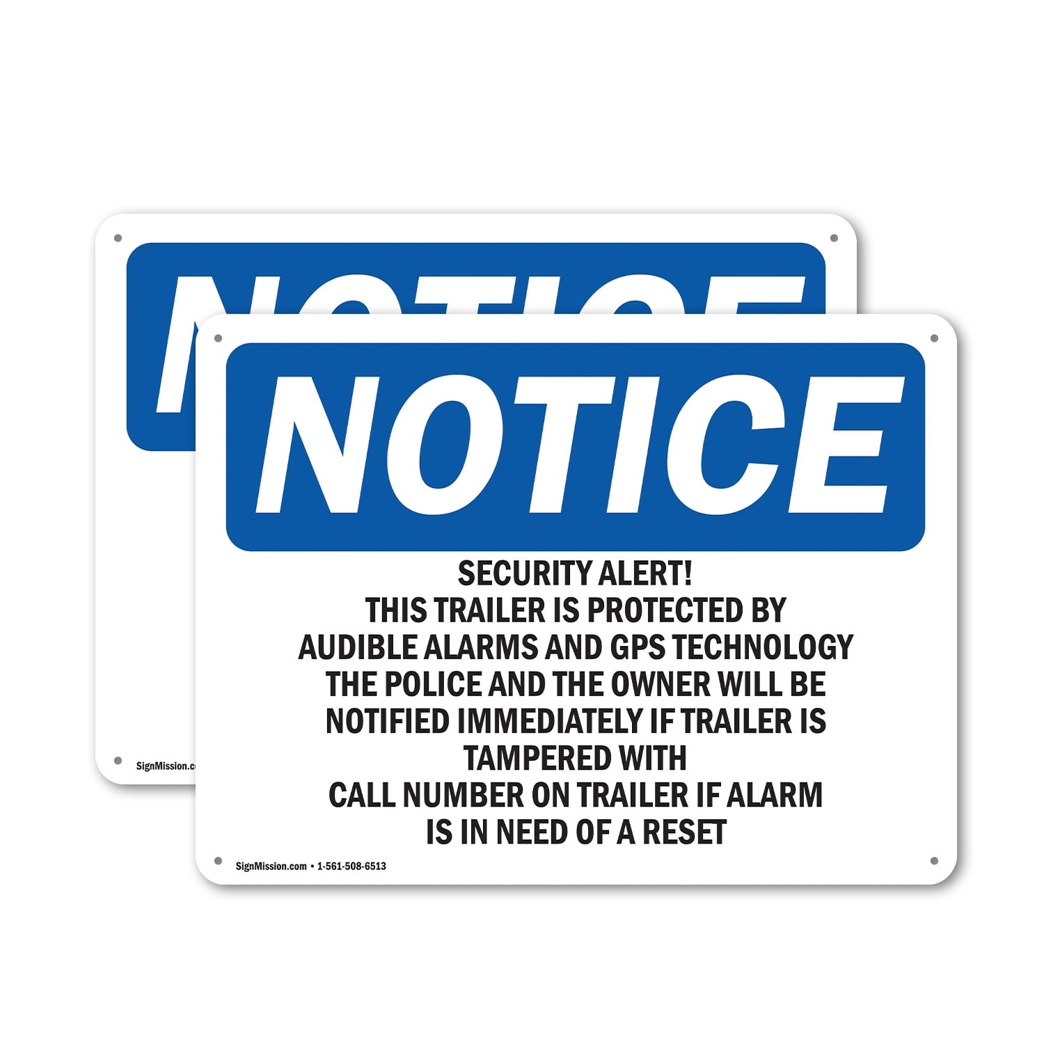 (2 Pack) Security Alert! This Trailer Is Protected OSHA Notice Sign 10 ...