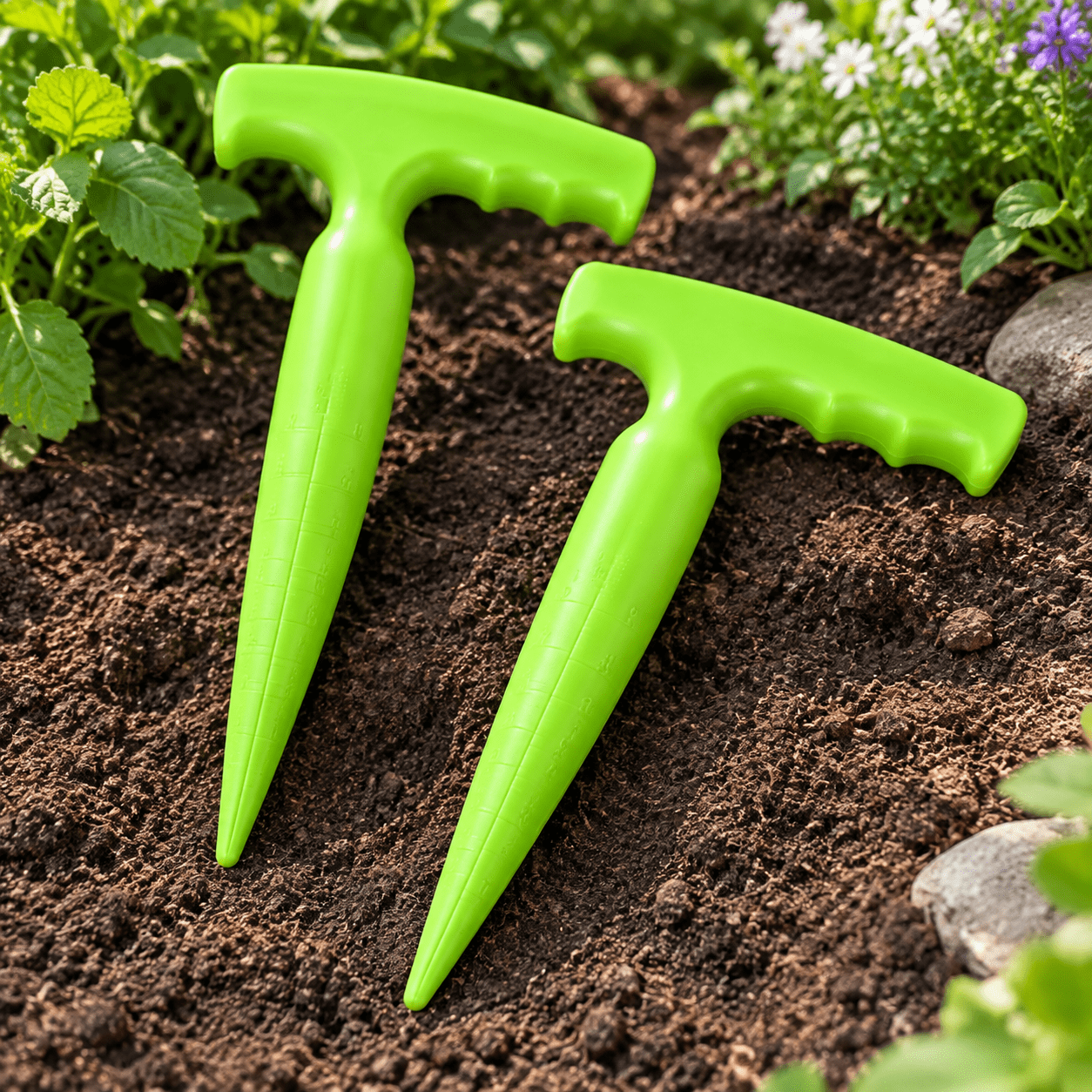 Pick Tool Digging 2-Pack Seed Planter Tool, Plastic Hand Dibber Garden Tool with Handle ...