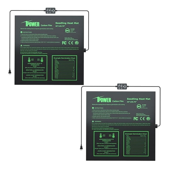 2-Pack Seedling Heat Mat for Plants with Dual Digital Temperature Controller, MET Certified Heating Pad, 20" x 20.75", Black