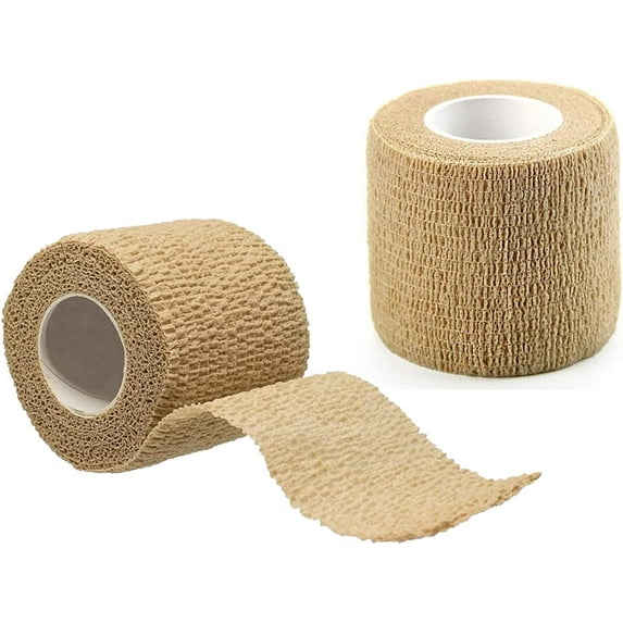 2 Pack Self Adherent Elastic Wrap Bandage Tape, 2" x 5 Yards, Skin Color, for Wrist Sports