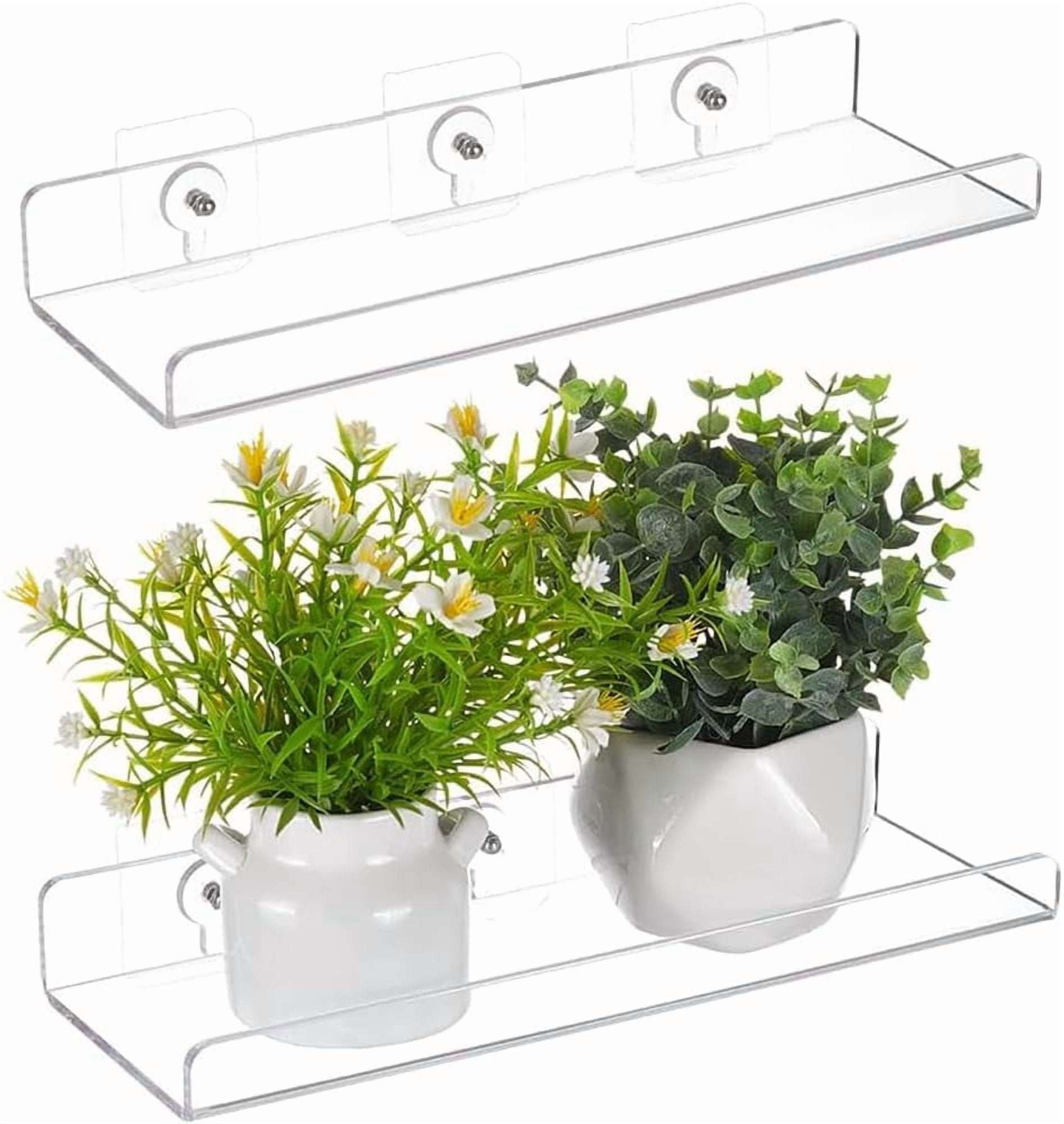 2 Pack Self Adhesive Backing Window Shelf for DIY Plants Clear Acrylic ...