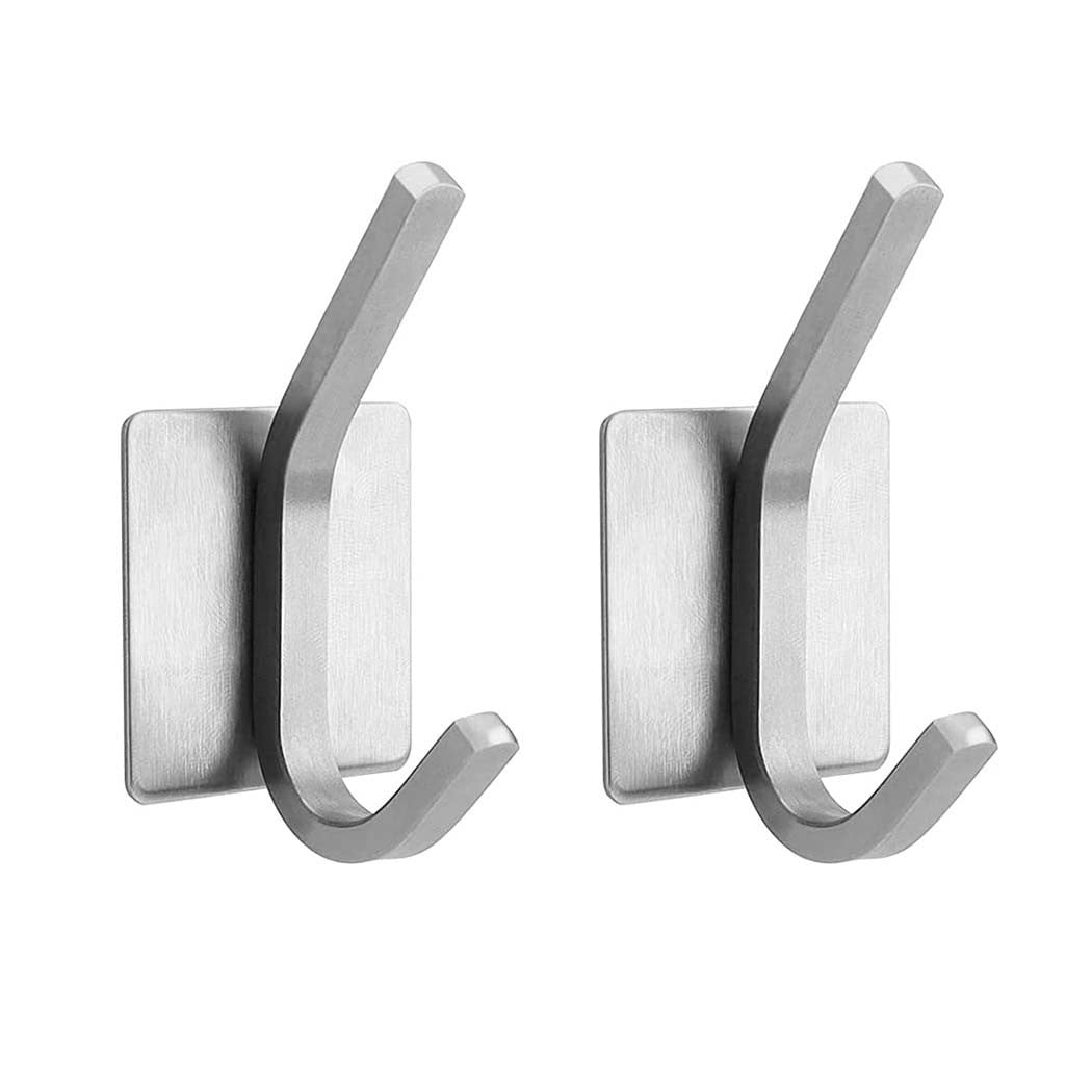 2 Pack Self Adhesive Hooks Adhesive Wall Hanger Waterproof Heavy Duty Black