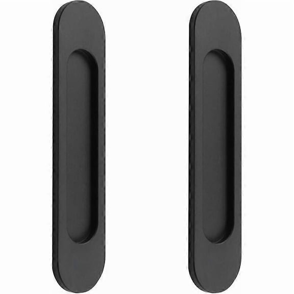 2 Pack Self-Adhesive Oval Sliding Door Handle, Matte Black Aluminum Alloy No Punching for Sliding Barn Doors, Windows, Cabinets