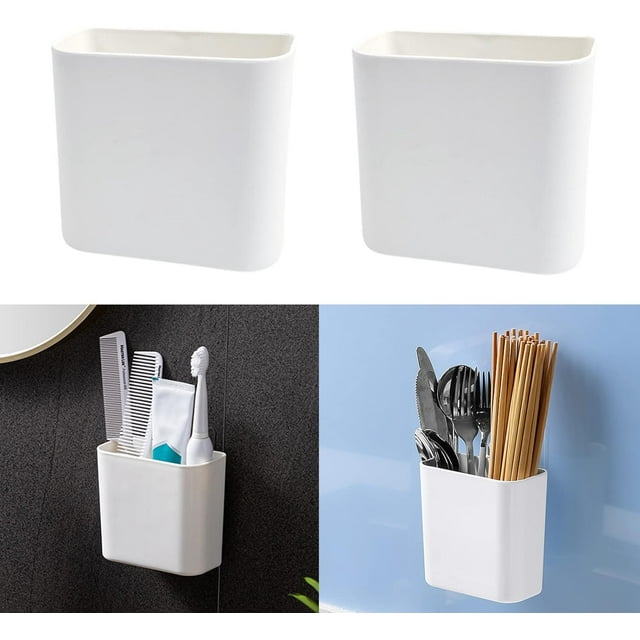 4 Pcs White Wall Mounted Self-adhesive Trash Bags Storage Rack Film Wrap Organizer Holder