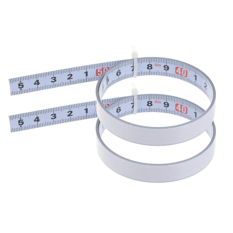 2 Pack Self Adhesive Tape Measure 50cm Metric Middle to Both Sides Reading  Measuring Tape Steel Sticky Ruler, White