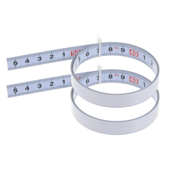 2 Pack Self Adhesive Tape Measure 50cm Metric Middle to Both Sides Reading Measuring Tape Steel Sticky Ruler, White