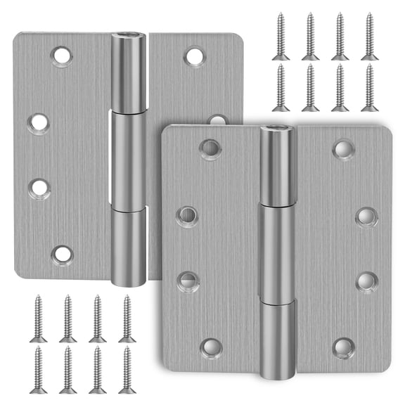 2 Pack Self Closing Door Hinge 3.5 In, Auto Spring Loaded Hinges with Curved 1/4'' Radius Corners, Adjustable Tension for Garage, Front and Back Doors, Left and Right Hand, Satin Stainless Steel