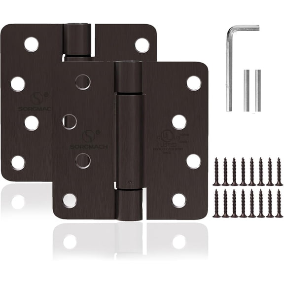 2 Pack Self Closing Door Hinges 3.5 inch Oil Rubbed Bronze Door Hinges Spring Loaded Auto Close Hinges 1.4'' Radius Corners Adjustable Tension for Interior Door 3 1/2 Auto Self-Closing Hinge