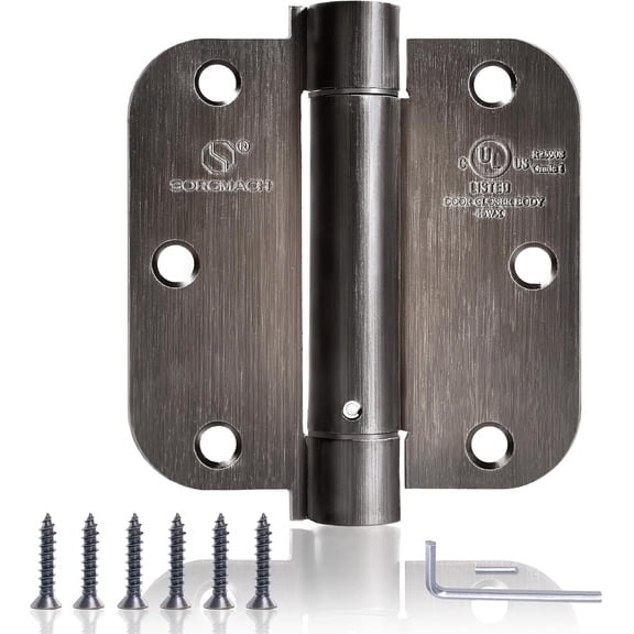 2 Pack Self Closing Door Hinges 3.5 inch Oil Rubbed Bronze Door Hinges Spring Loaded Auto Close Hinges 5/8'' Radius Corners Adjustable Tension for Interior Door 3 1/2 Auto Self-Closing Hinge