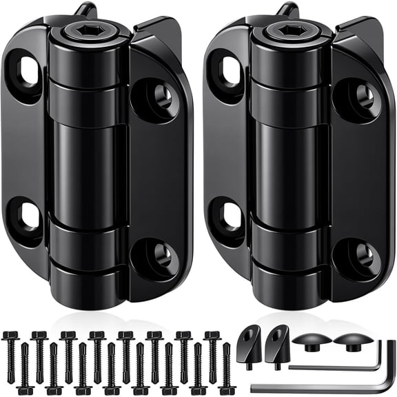 2 Pack Self Closing Gate Hinges 3.5 inch Self-Aligning Heavy Duty Spring Hinges Adjustable Tension Pool Safety for Any Square Post, Aluminum Gates Swing Close 90bs Black