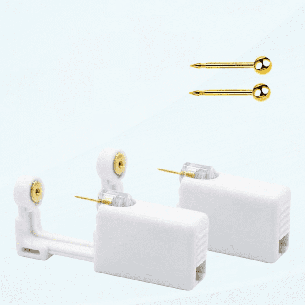 2 Pack Self Ear Piercing Gun, Disposable Ear Pearcings Kit with 3mm