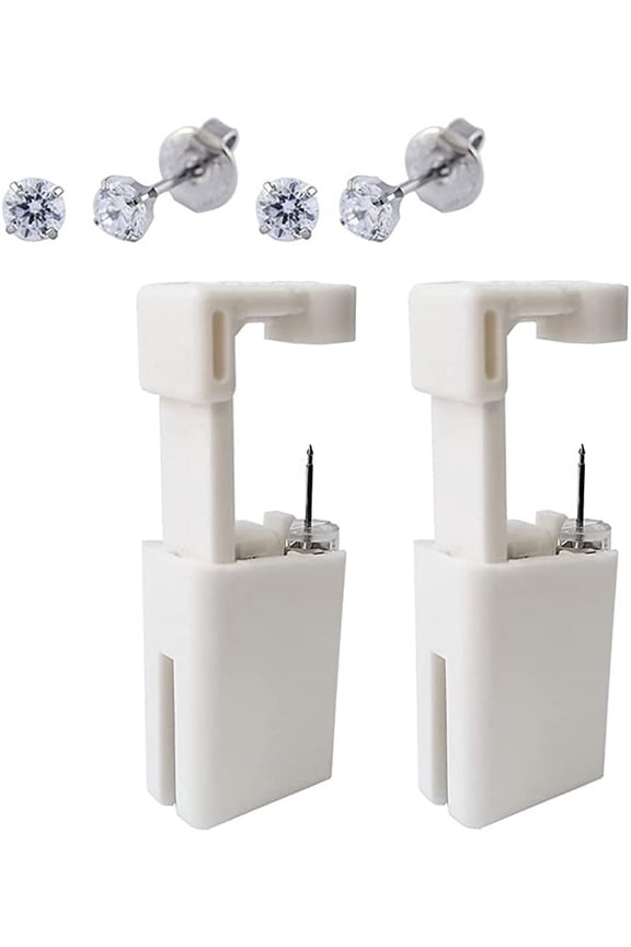 2 Pack Self Ear Piercing Gun Disposable Ear Piercing Gun Safe Piercing Gun Kit Tool with Stainless Steel Ear Studs