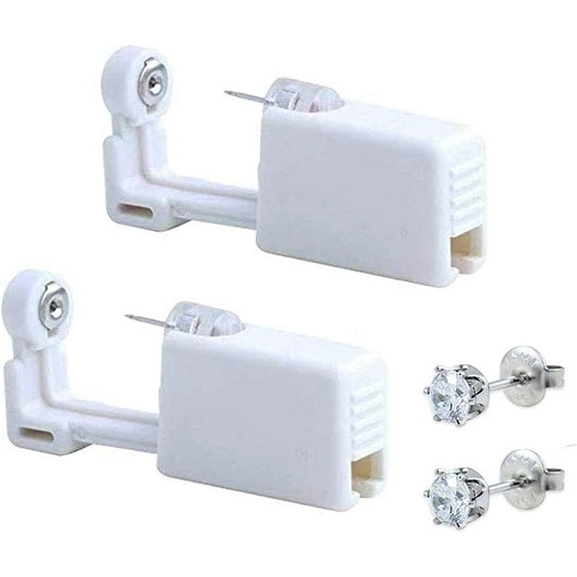2 Pack Self Ear Piercing Gun Earring Piercing Kit No Pain Easy Use Ear