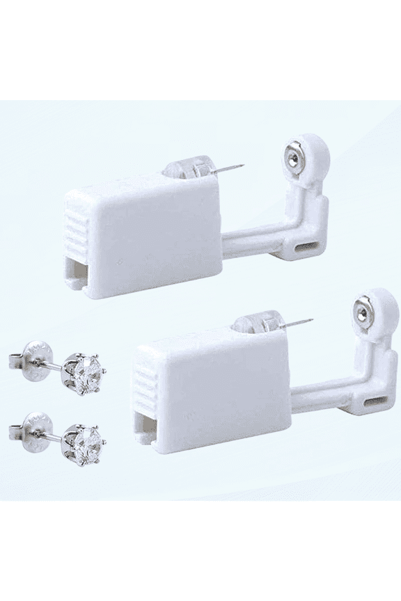 2 Pack Self Ear Piercing Gun Earring Piercing Kit No Pain Easy Use Ear Piercing Gun Kit Tool with Stud For Ears, Nose And Lips