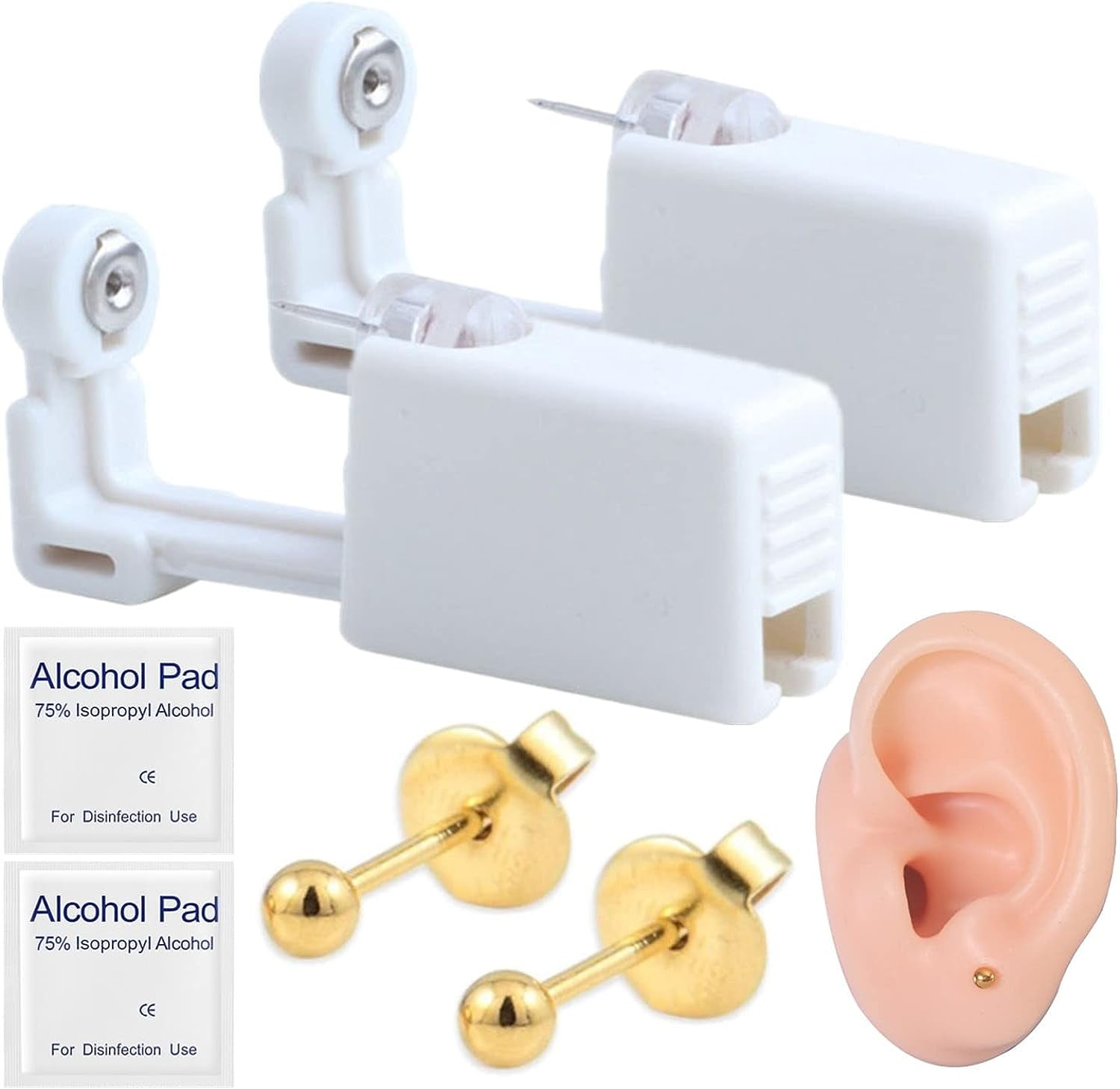 2 Pack Self Ear Piercing Gun Kit with Builtin Earring Disposable Ear Piercing Gun Asepsis No