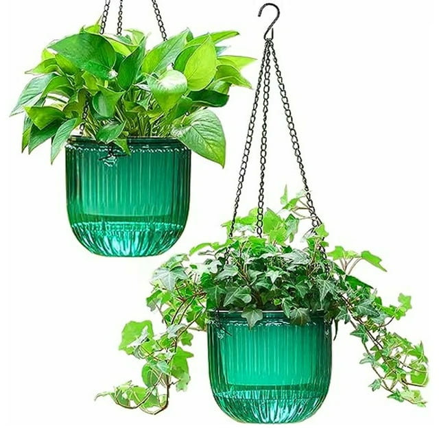 2 Pack Self Watering Hanging Planters Indoor Flower Pots,Outdoor