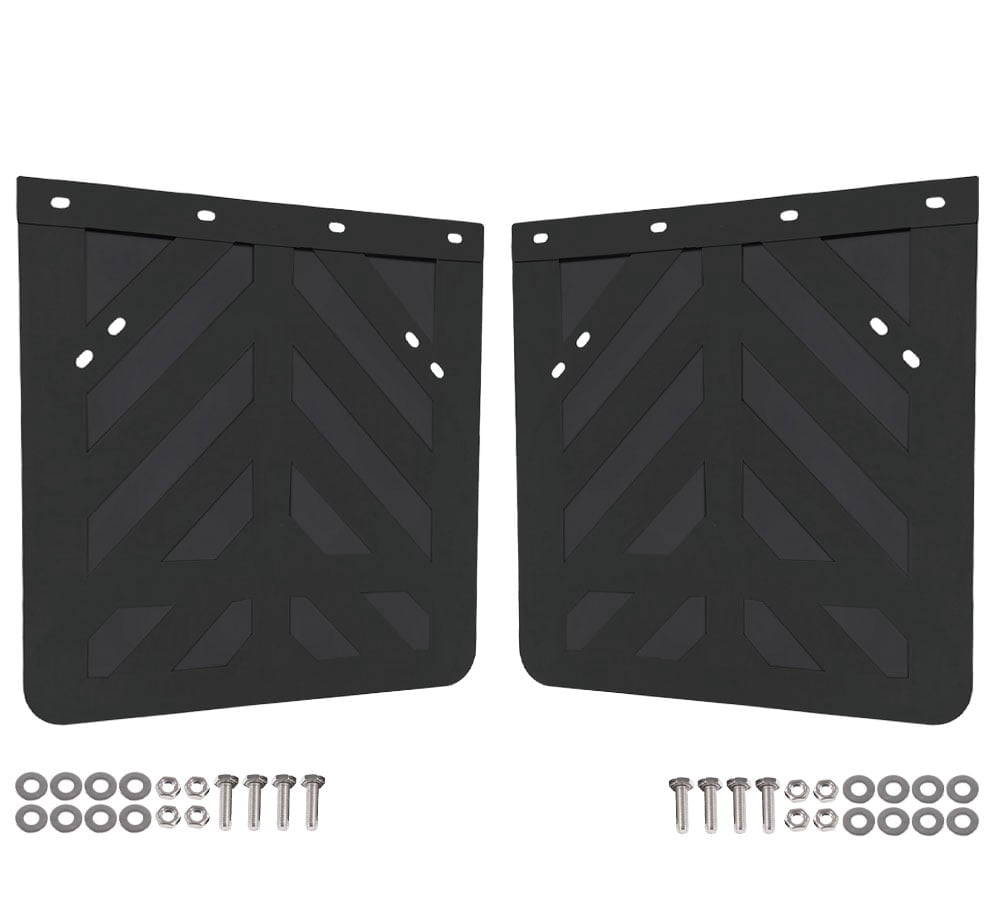 2 Pack Semi Truck and Trailers Mud Flaps - 24"x24" Black Stripped Rubber Truck Splash Guard for Mud, Gravel, & Road Debris Protection