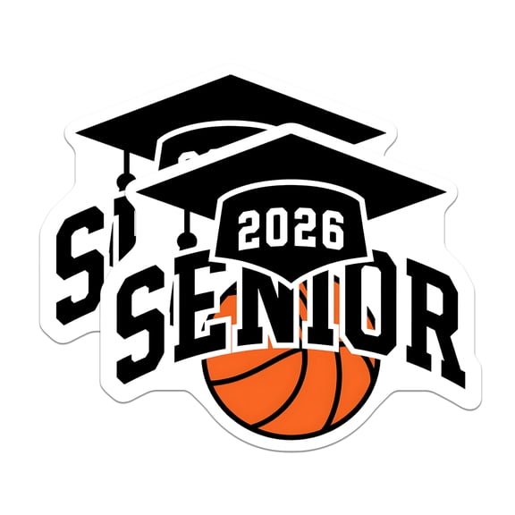 (2 Pack) Senior 2026 Basketball Magnets - Class of 2026 Graduation Student - High School College Athlete Commemorative - 5 Inches On Longest Side - Thick Durable Magnet - Made in USA - MAG23185