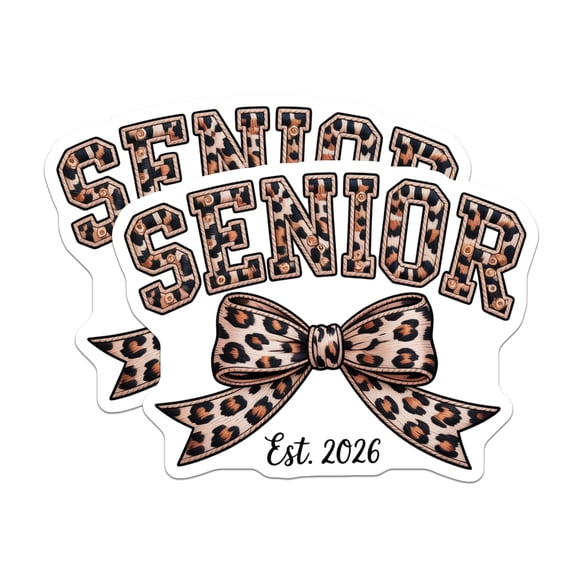 (2 Pack) Senior 2026 Stickers - Leopard Print - Class of 2026 - Graduation Celebration - Senior Year - 5" On Longest Side - Sticks to Smooth Flat Surfaces - Made in USA - BMCS20019