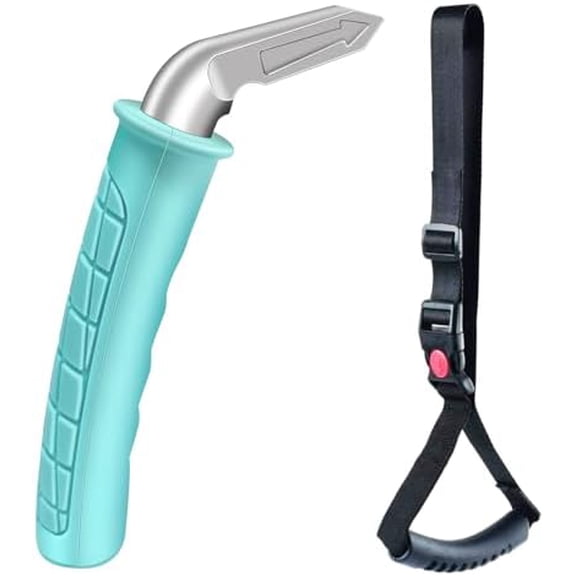 2 Pack Seniors Car Door Handle Assisted Portable Vehicle Support Handle Easy Sit Aid Car Latch Handle for Seniors and Disabled Support Up to 400 lbs (Green - 1 Pack Handle + Strap)