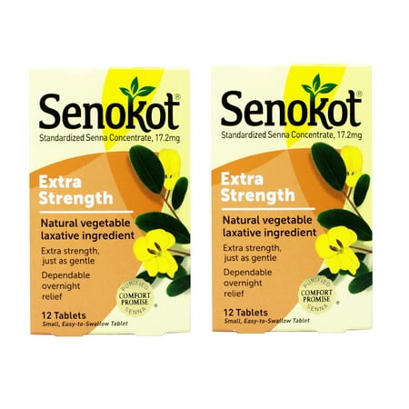 2 Pack - Senokot Extra Strength Natural Vegetable Ingredient Laxative 12 Tablets Each
