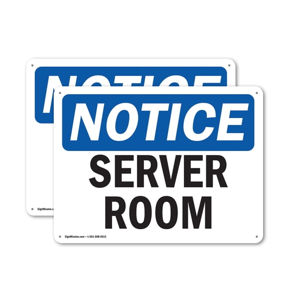 (2 Pack) Server Room OSHA Notice Sign 24 Inch X 18 Inch Plastic Sign, Weather Resistant, UV Protected for Workplace, Business, and Construction Site, Made in the USA