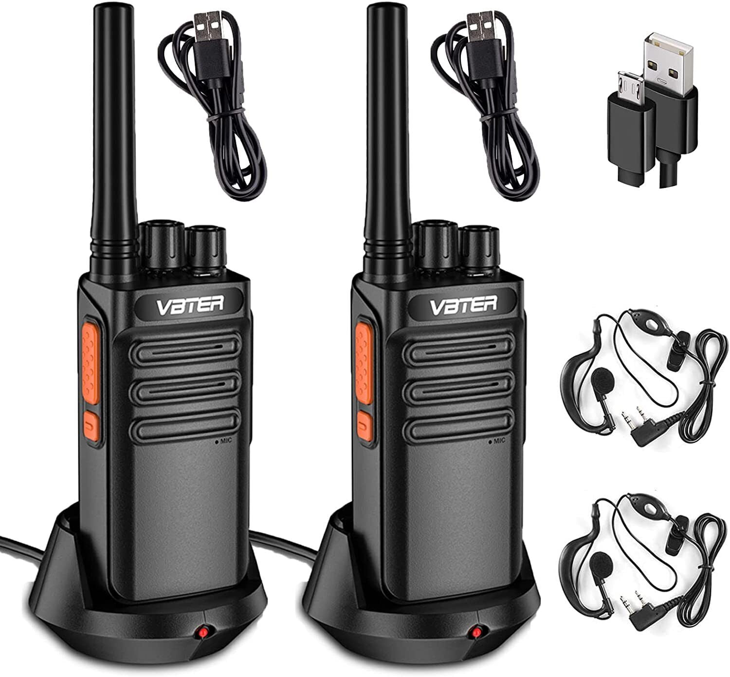 2 Pack Set Long Range Walkie Talkie 50 Mile Two Way Radio Charge