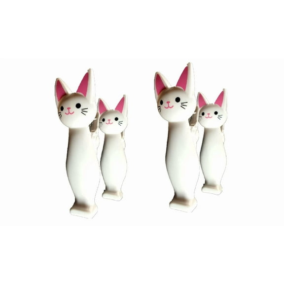 2 Pack Set Pair Of White Cat Beach Towel Clips
