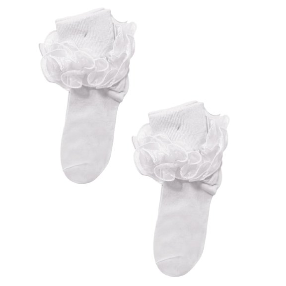 2 Pack of SetWhite Stockings Elegant Lace Trimmed Thigh High Socks With Ruffle Cuff Detail For Comfortable Stretchable Stockings Fashionable Hosiery polyester