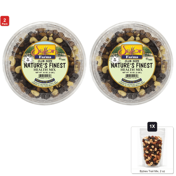 2 Pack | Setton Farms Almond Cranberry and Mixed Nut Blend, 1 Bag, 2 lb, with Bybies Trail Mix, 2 oz