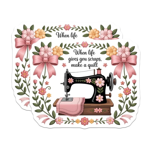 (2 Pack) Sewing Machine Magnets - Quilting Quote Decor - Craft Room Decor - Inspirational Crafter Magnets - 5 Inches On Longest Side - Thick Durable Magnet - Made in USA - MAG19556