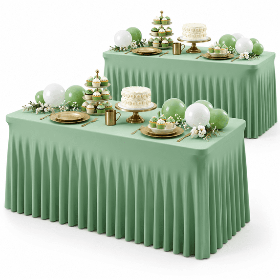 Layout Of Ruffle 2 Pack Sgreen Spandex Table Clothes For 4 Foot Rectangle Tables 4ft ...