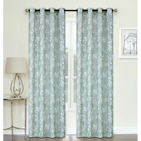 2 Pack: Shabby Chic Semi Sheer Cherry Blossom Curtains - Assorted Sizes & Colors