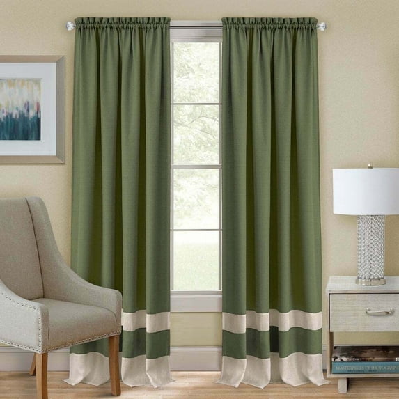 2 Pack Shabby Linen Farmhouse Sheer Flax Window Curtains - Sage, 84 in. Long