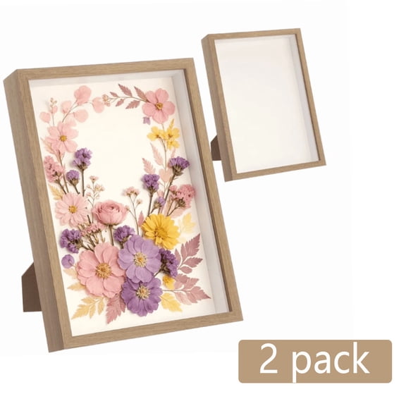 2 Pack Shadow Box Frame Set, 10x8 Inch Large Wooden Shadow Boxes, Display Case for Dried Flowers, Memorabilia, Medals, Photos, Wall or Tabletop Decor