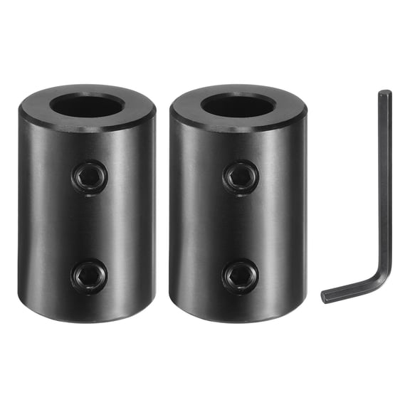 2 Pack Shaft Coupling, 1/2" Bore 1" OD 1-1/2" Length Black Oxide Plated with Hex Wrench(2 Screws Each Coupling)
