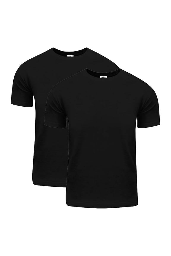 2 Pack Shaka Wear Men's Active Comfort Cotton Short Sleeve Crew Neck T-Shirt - Black - Medium