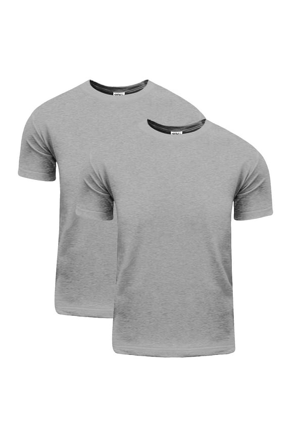 2 Pack Shaka Wear Men's Active Comfort Cotton Short Sleeve Crew Neck T-Shirt - Heather Gray - Large