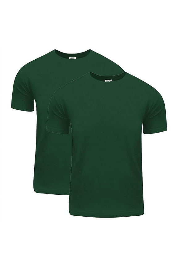 2 Pack Shaka Wear Men's Active Comfort Cotton Short Sleeve Crew Neck T-Shirt - Hunter Green - Medium