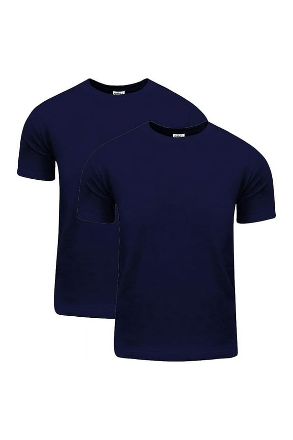 2 Pack Shaka Wear Men's Active Comfort Cotton Short Sleeve Crew Neck T-Shirt - Navy Blue - Medium