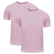 2 Pack Shaka Wear Mens Active Comfort Cotton Short Sleeve Crew Neck T-Shirt - Pink - Medium
