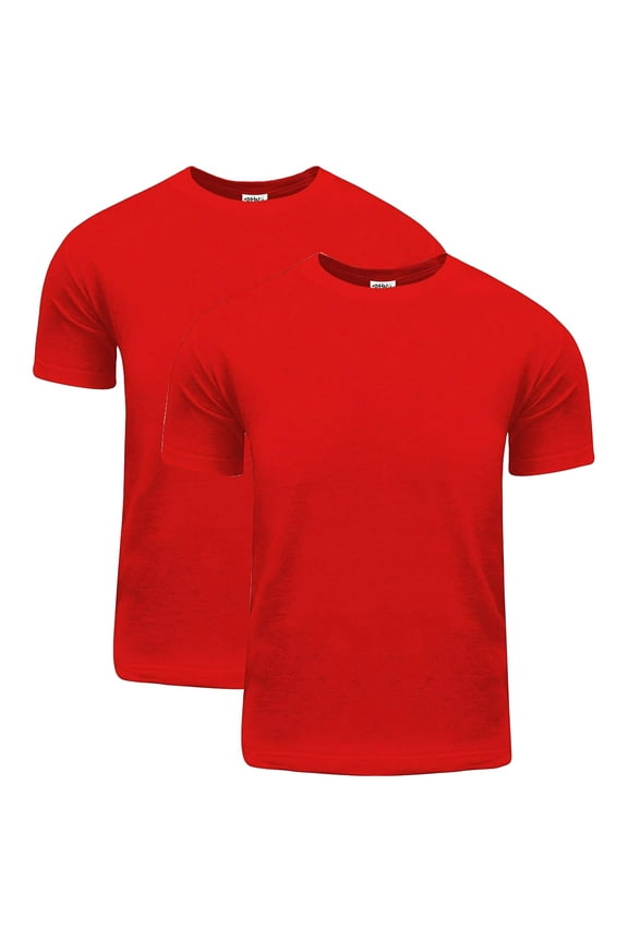 2 Pack Shaka Wear Men's Active Comfort Cotton Short Sleeve Crew Neck T-Shirt - Red - Large