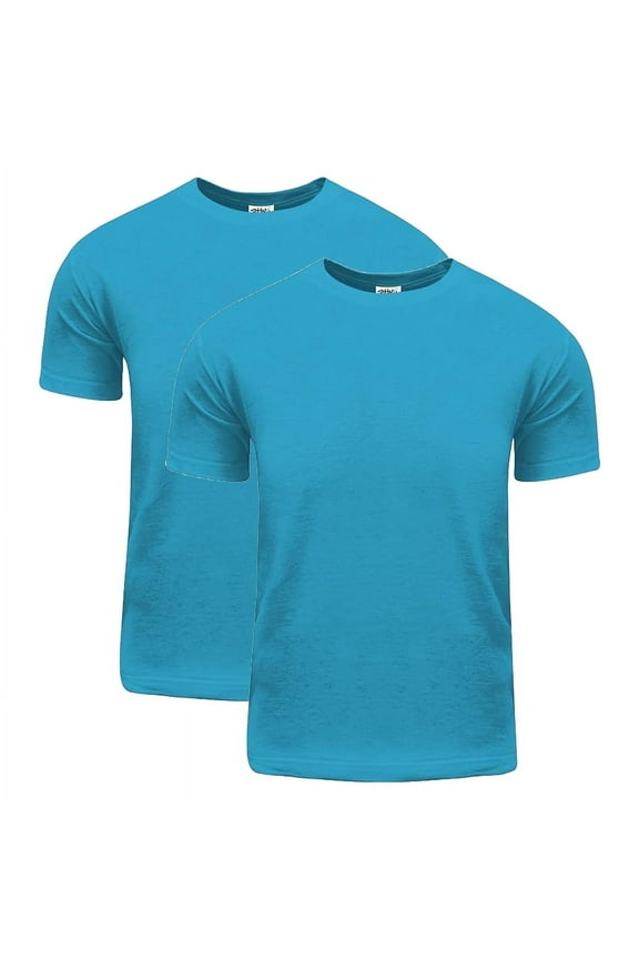 2 Pack Shaka Wear Men's Active Comfort Cotton Short Sleeve Crew Neck T-Shirt - Turquoise - Medium