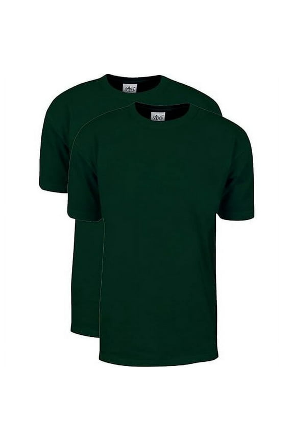 2 Pack Shaka Wear Men's Max Heavyweight Short Sleeve Crew Neck T-Shirt - Hunter Green - Large
