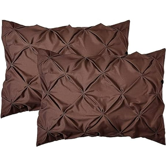 2-Pack Sham Set, 1500 Series, Stylish Design-Easy Care, Wrinkle Resistant, Pleated King, Brown