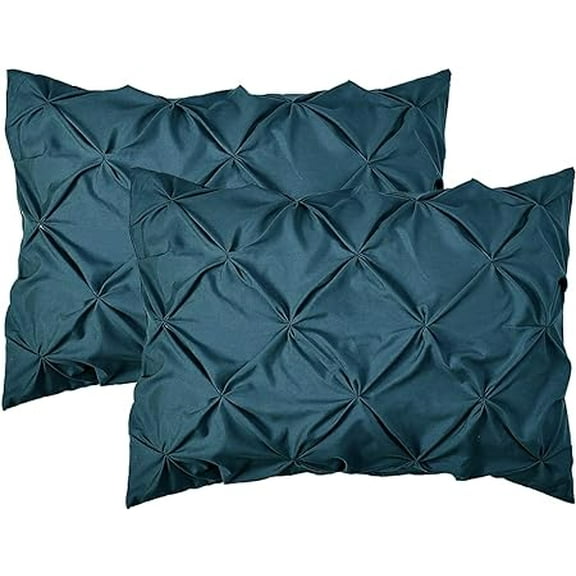 2-Pack Sham Set, 1500 Series, Stylish Design-Easy Care, Wrinkle Resistant, Pleated King, Navy
