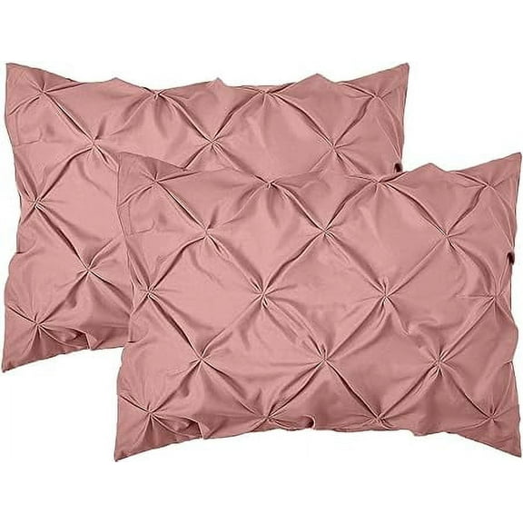 2-Pack Sham Set, Egyptian Quality 1500 Series, Stylish Design-Easy Care, Wrinkle Resistant, Pleated Standard/Queen Dusty Rose