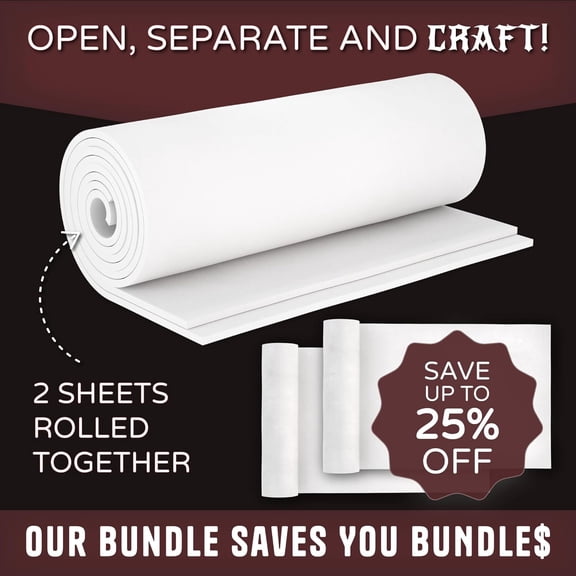 2-Pack Shape Retention EVA Cosplay Foam - 2mm Thick (White) X-Large 35”x59” High Density EVA Craft Foam Sheets - Premium 85 kg/m3 Heat Shape Material for , Con or Halloween Costumes - The Foamory