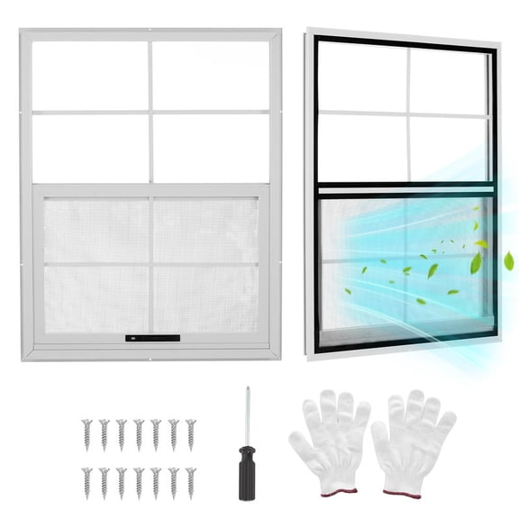 2 Pack Shed Window, 18" x 27" Flush Mount Window with Tempered Glass and Fiberglass Screen, Small Sliding Windows for Shed, Chicken Coop, Playhouse, Household, Garage