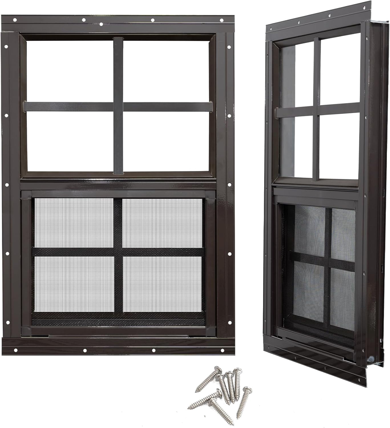 2 Pack Shed Window with Black Frame, 12x 18 Flush Mount Small Window ...
